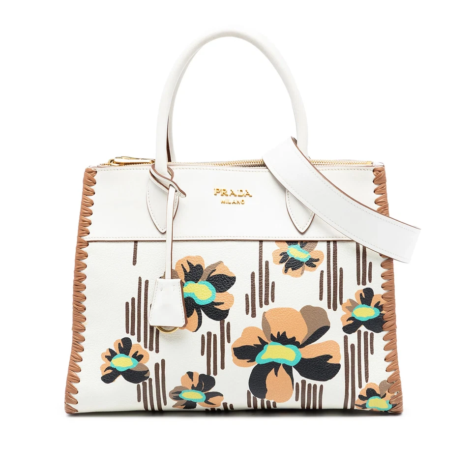 Prada City Veau à finitions Madras Print Paradigme Whipstitch Sac - Photo 1/4