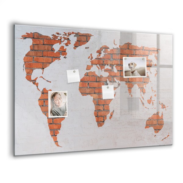 Glas Memoboard Komplett Mit Schwarzem Marker Schwamm Magneten Brick Weltkarte-image