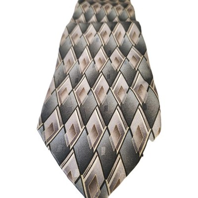 Stafford 100% Silk Mens Tie Made In USA  Sage Gold Silver Abstract Easter
