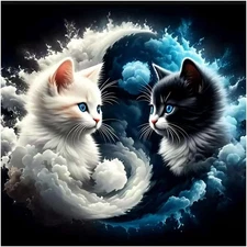 Cat Diamond Art Painting Kits for Adults, Taichi Cat Diamond Art for Beginners,