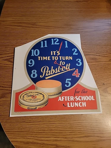 (VTG) Pabst-ett Cheese clock litho advertising store Sign 1930 pabst beer