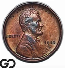 1914-D Indian Head Cent Penny * Rare Key Date, Low Mintage* Gem BU++ RB Toner!