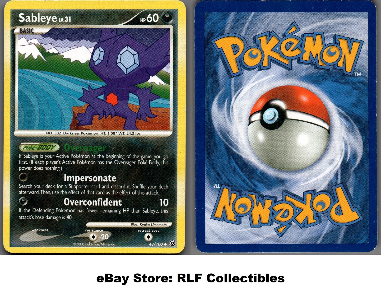 2008 Pokemon, D&P Stormfront, #48/100 Sableye Lv. 31, Uncommon