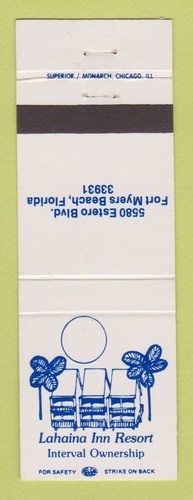 Matchbook Cover - Lahaina Inn Resort Fort Myers Beach FL