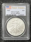 2005 $1 American Silver Eagle 1oz Dollar PCGS MS69 First Strike Flag Label