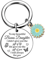 Bonus Daughter Gifts From Mom Dad To My Stepdaughter Keychain Jewelry Best