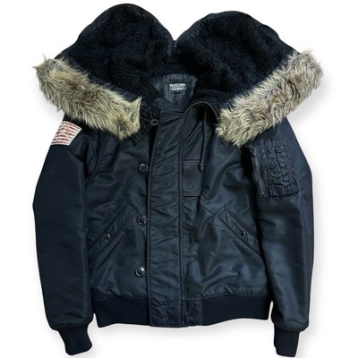 Polo Jeans Vintage N-2B Military Flight Jacket Black L Short  