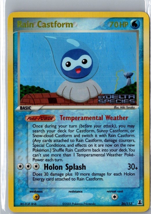 Pokemon Card - Rain Castform Delta Species 26/113 Reverse Holo Stamped NM