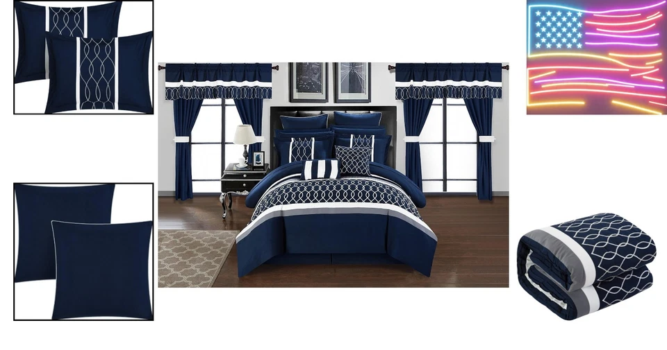 Chic Home Juego de Cama King 24 Piezas - Microfibra Suave y Comodidad Hipoalergénica Foto 2 de 4