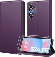 HandyhüLle Samsung Galaxy S24 Fe 5G KlapphüLle Mit Kartenfach StäNder Pu Leder
