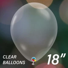 18" Qualatex Clear Latex Balloons – 5 Pack – High Quality – Ships Flat - USA