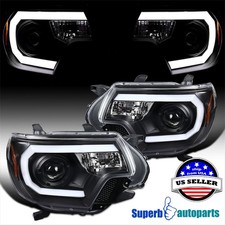 Fits Black 2012-2015 Toyota Tacoma Projector Headlights Led Strip Bar Lamps Pair Fits Black 2012-2015 Toyota Tacoma Projector Headlights Led Strip Bar Lamps Pair