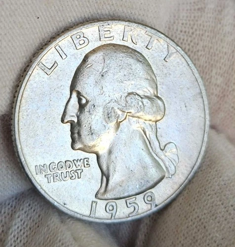 1959-D Washington SILVER Quarter Denver Mint USA Collector Coin 90% Ag