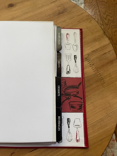 C.R. Gibson Red Leather Like Kitchen Recipe Keeper Binder 9'' x 9.5'' - Picture 6 of 12