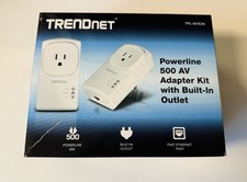 TRENDnet Powerline 500 Mbps Adapter Kit 2x Built-In Outlet TPL-407E2K