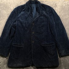 Vintage Polo Ralph Lauren Corduroy Blazer Jacket Mens XL Blue Single Breasted