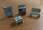 Marx Newlyweds Tin Dollhouse Kitchen Furniture, Sink, Stove, Table, Hutch 1920’s