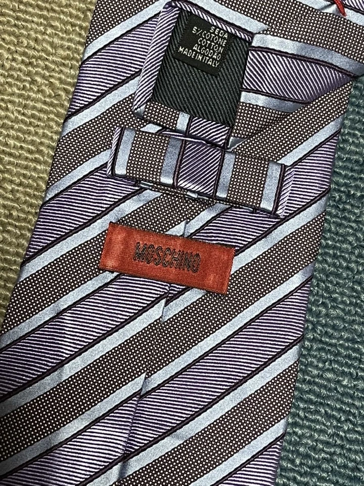 Corbata corbata usada MOSCHINO para hombre unisex TODA SEDA 100 multicolor preciosa #116 Foto 4 de 4