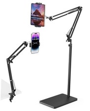 Tablet Floor Stand with 11lb Stable Base  Desk Clamp, Adjustable Height