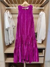 BNWT BY ANTHROPOLOGIE DRESS UK 8 PINK SLEEVELESS VELVET SMOCK MIDI FLARE RP £120