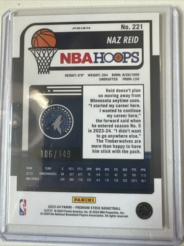 2023-24 Panini Nba Hoops Premium Stock - Naz Reid #221 Ice Prizm - Picture 2 of 2