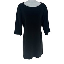 Eliza J Dress Womens 12 Black Shift Pockets  Modest Comfy Office Career Funeral