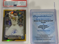 2024 Bowman Chrome Jackson Chourio RC Auto Gold-26/50 Dual Grade PSA-10/10 POP-4