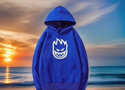 Mens Large Skateboard Hoodie Shirt With Spitfire Logo Pullover Gift Blue  