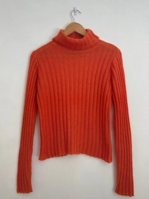 Vintage Strickpullover Mohair Mischung orange Größe M in sehr gutem Zustand
