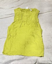 URBAN OUTFITTERS Chartreuse 100% Silk Baby Doll Mini Dress Size Small