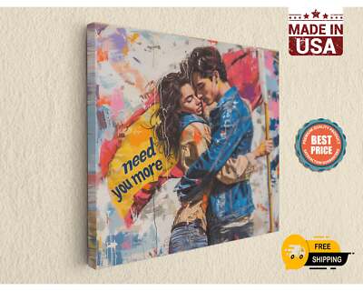 Canvas Print Young Couple Love - Banksy -Inspired Street Art