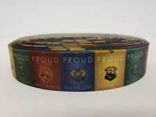 Harry Potter House Crests, Proud, Grosgrain Ribbon 1" By the yard NEW