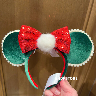 Disney 2022 Christmas Green Minnie mouse ear headband  display picture 1