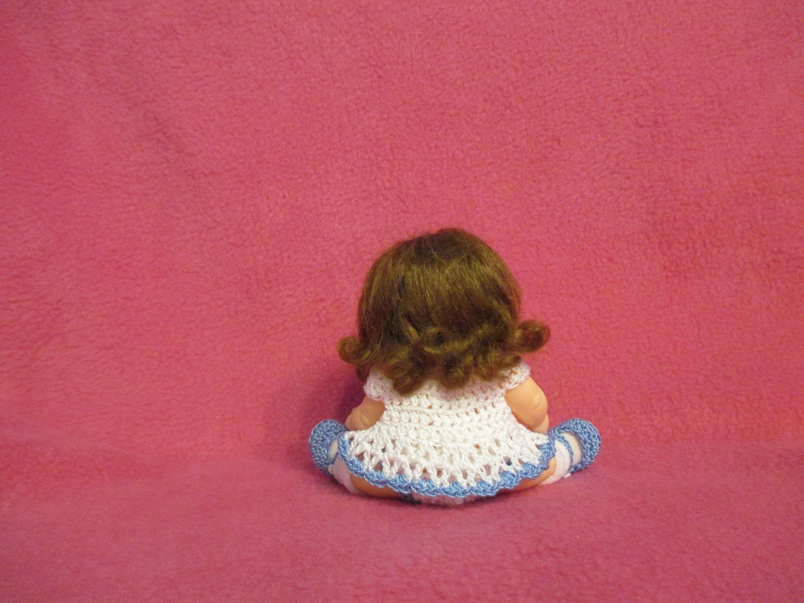 BERENGUER 5" LOOK ALIKE BABY DOLL + CROCHET CLOTHES + PREMIUM KEMPER MOHAIR WIG