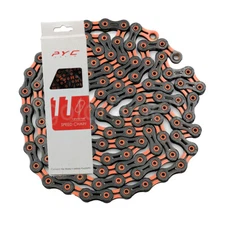 PYC 238g DLC Cycling Bike Bicycle Chains for 11-Speed Shimano use Black+Orange