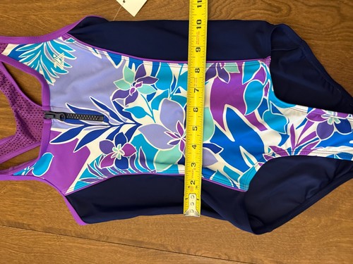 ZeroXposur Swim Suit Girl Small 7-8 Floral Purple One Piece Swimming Bathing - Picture 7 of 9