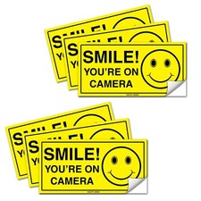  Set of 6 Smile You're On Camera Sticker - 2" x 4" -Durable Self Adhesive 4 ...