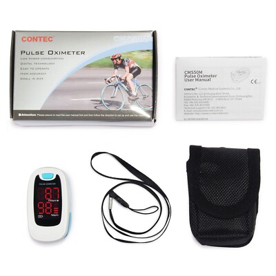 Finger Tip Pulse Oximeter SpO2/Heart Rate Monitor Blood Oxygen Meter with Case