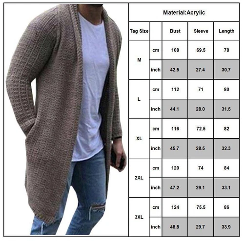 Mens Knitted Long Sleeve Cardigan Sweater Winter Casual Jacket Coat Tops Outwear - Picture 7 of 19