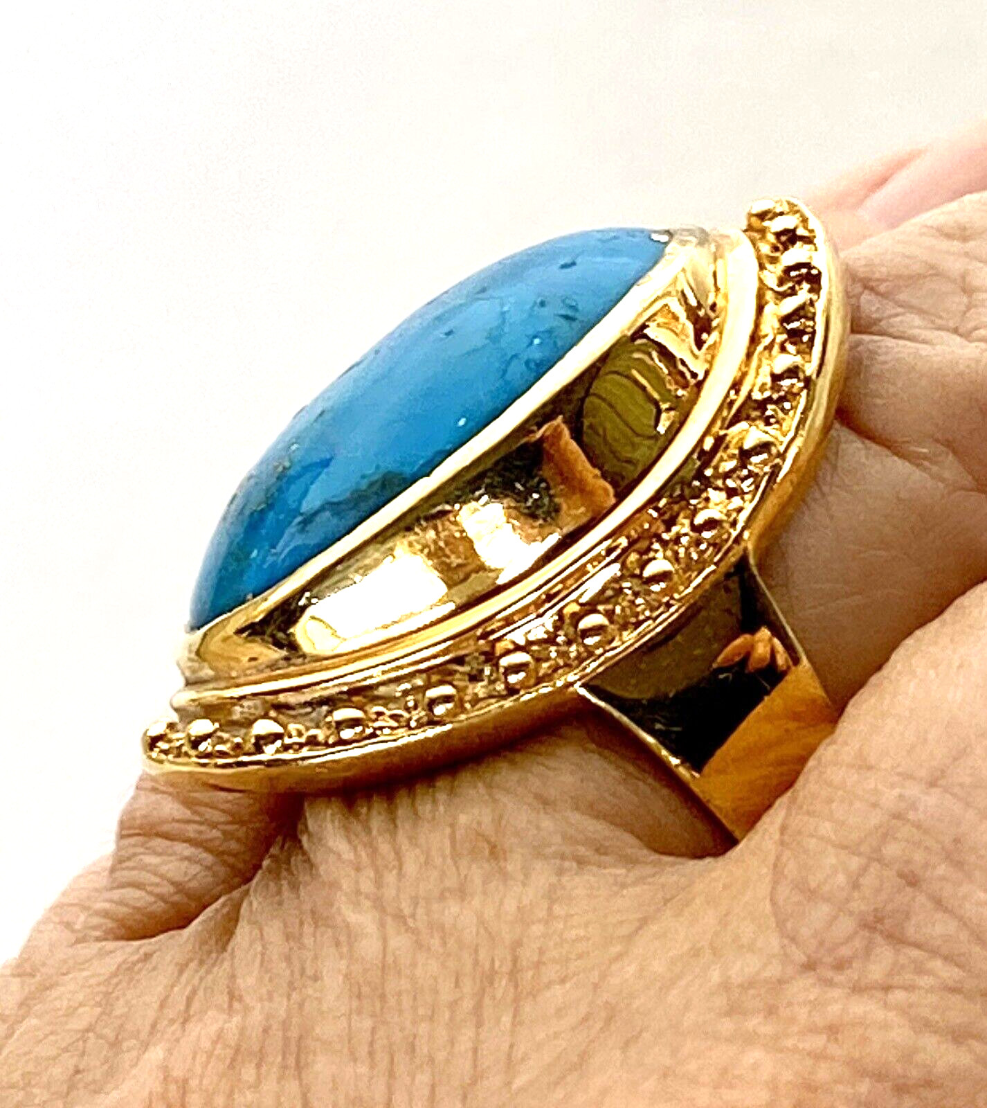 Denim Lapis Statement Ring Gold Plated Sterling S… - image 3