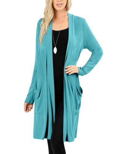 NE PEOPLE Damen Basic Langarm vorne offen lässig Taschen Cardigan NEUJ1440 - Bild 106 von 125