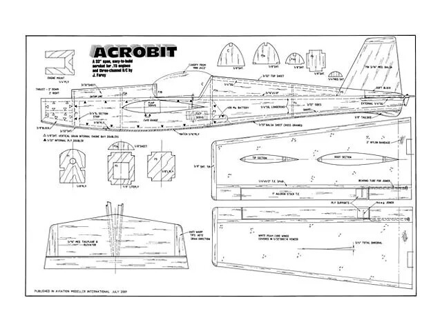 Plans De Modélisme : Avion Sport Aeromite .15 (Envergure 36") - Fichier PDF Sur Clé USB
