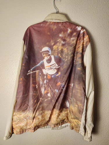 Vintage 1970's Champion Spark Plugs Motorcross Printed Jacket Large RARE!!!! 70s