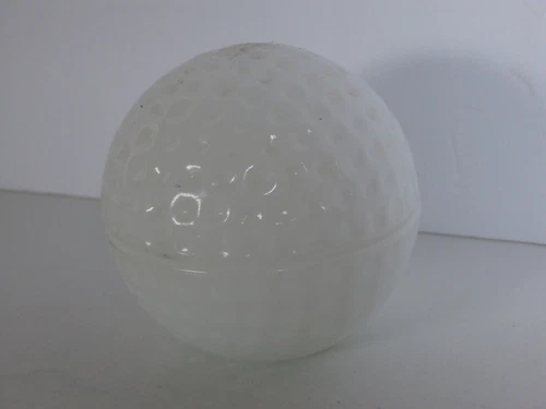Vintage Avon White Milk Glass Golf Ball Vanity Trinket Jewelry Dish Jar w/ Lid