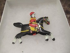 Antique Tin Litho jockey Riding Horse horseracing carnival toy