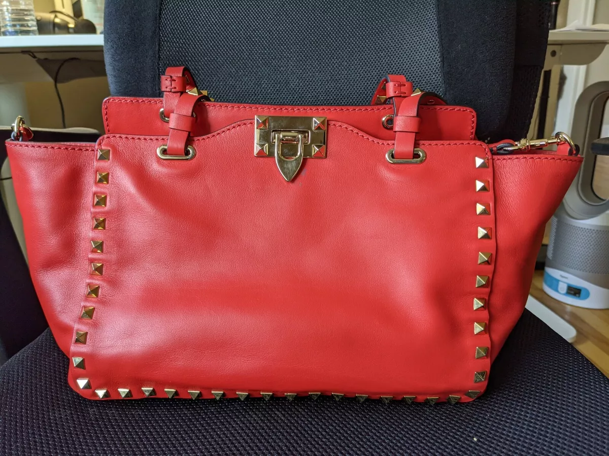 Valentino Rockstud Tote Bag - Red Totes, Handbags - VAL344612