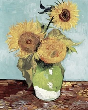 Vase with Three Sunflowers Vincent Van Gogh Giclee Print on Fine Art Paper