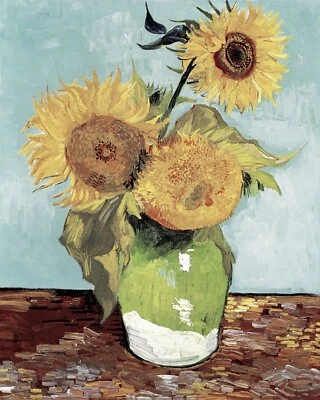 Vase with Three Sunflowers Vincent Van Gogh Giclee Print on Fine Art Paper