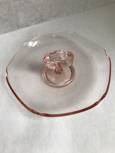 1920's Pink Depression Candy Dish with Decorative Handle