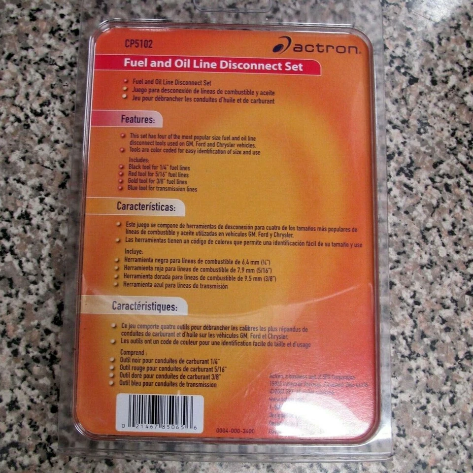 Juego de desconexión de línea de combustible y aceite Actron CP5102 1/4" 5/16" 3/8" nuevo Foto 2 de 4